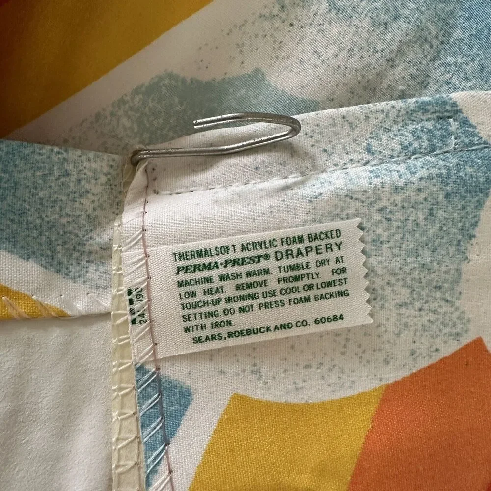 Vintage Sears Roebuck Rainbow Clouds Drapes Curtain Panels Set of 2 Pinch Pleat